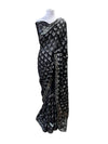 Black Georgette Sari with Silver Sequins