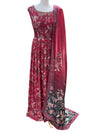 Printed Tissue Silk Gown Red