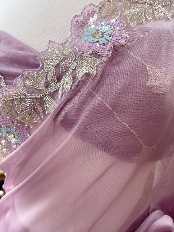 Sofia Organza Sari Lilac