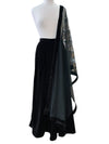 Velvet Skirt and Dupatta Set Black