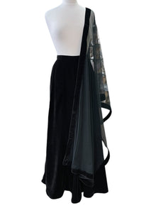  Velvet Skirt and Dupatta Set Black