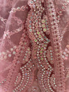 Embroidered Net Sari Pink
