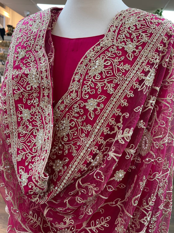 Esha Embroidered Georgette Anarkali Pink