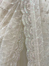 Embroidered Net Sari Ivory