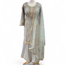  Embroidered Gararah Suit Grey