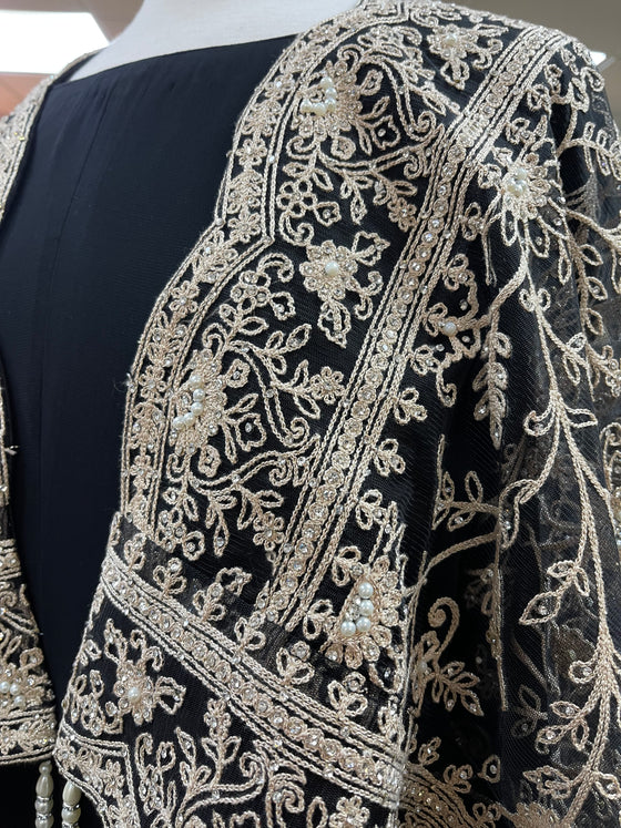 Esha Embroidered Georgette Anarkali Black