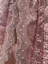 Sequin Embroidered Net Sari Pink