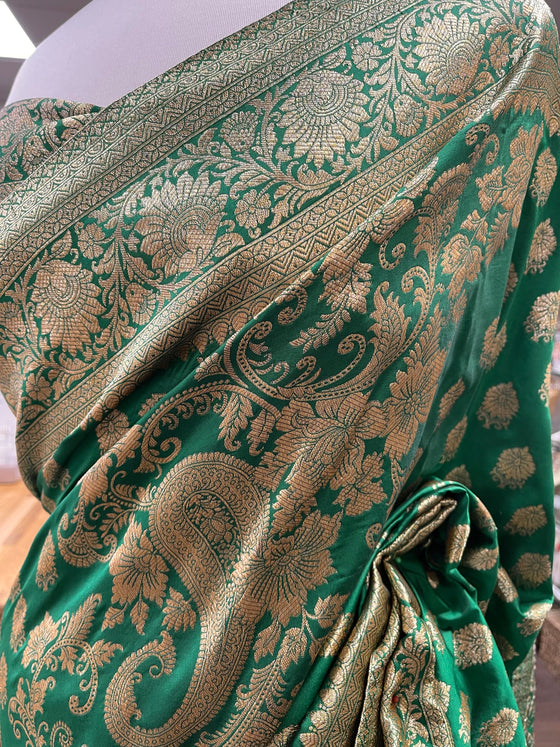 Ankita Banarsi Silk Sari Emerald Green