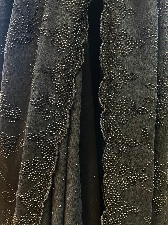 Black Georgette Sequin Saree
