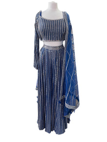  Sequin Embroidered Lengha Royal Blue