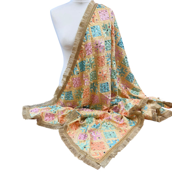 Phulkari Dupatta- Pastel