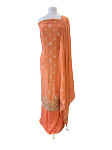  Tissue Silk Unstitched Suit Orange