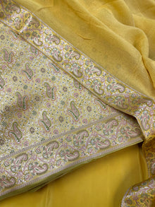  Brocade Silk Unstitched Suit Yellow