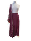 Crepe Dhoti Skirt with Net Dupatta Plum