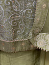 Embroidered Tissue Unstitched Suit Olive