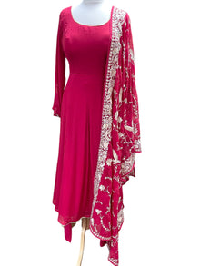  Georgette Anarkali with Embroidered Dupatta Red