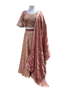  Sequin Embroidered Lengha Dusky Peach