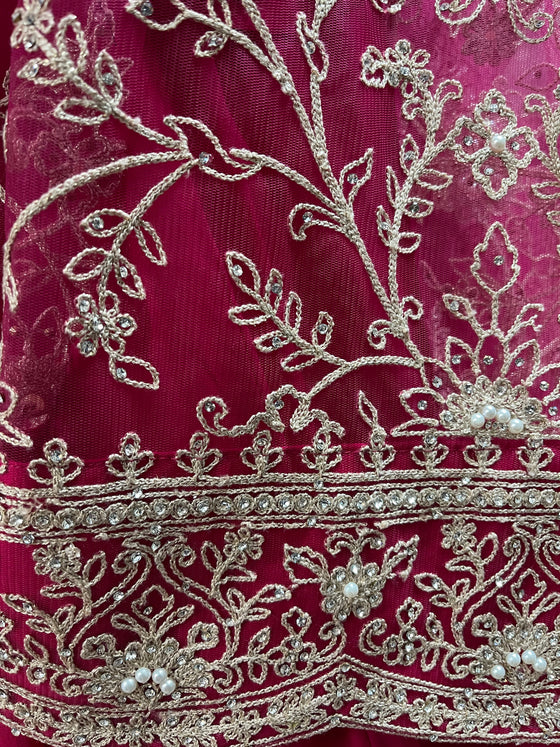 Esha Embroidered Georgette Anarkali Pink