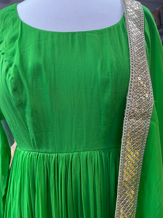 Organza Anarkali Green