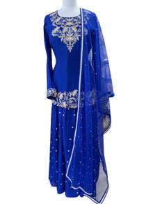  Blue Embroidered Lengha