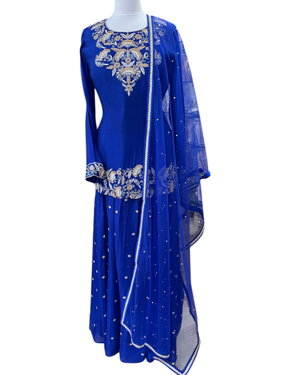 Blue Embroidered Lengha