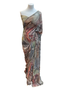  Printed Chiffon Sari Sage