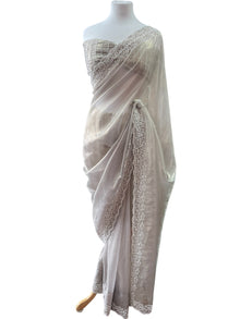  Nude Organza Tissue Sari