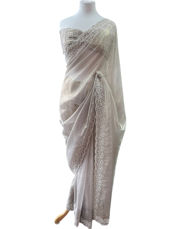 Nude Organza Tissue Sari