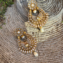  Polki Gold Earrings With Pearl