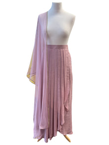  Crepe Dhoti Skirt with Net Dupatta Mauve