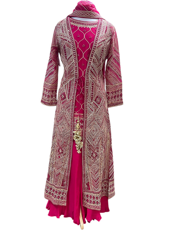 Gotta Embroidered Sharara Suit Pink