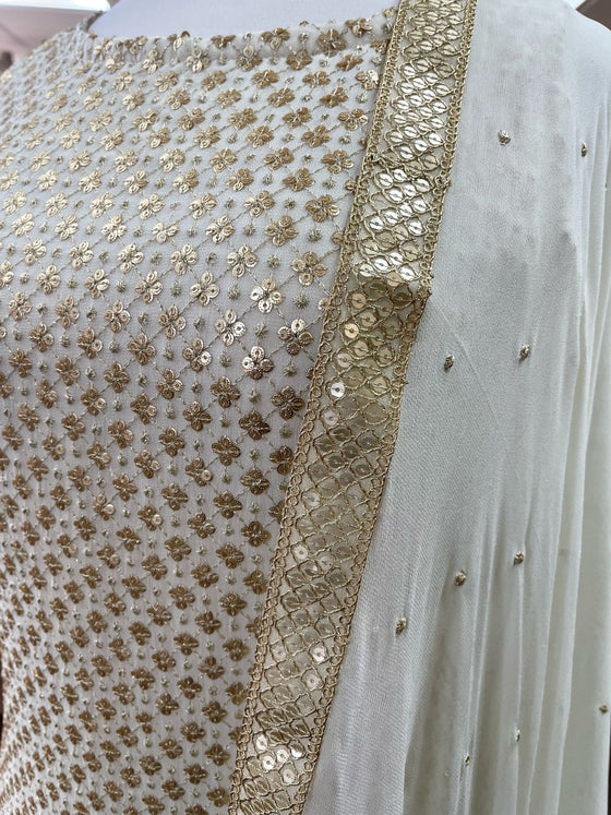 Sequin Straight Style Pajami Suit Ivory