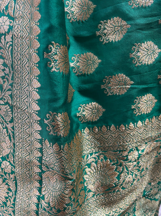 Ankita Banarsi Silk Sari Emerald Green