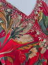 Floral Printed Trouser Suit Red