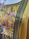 Printed Tissue Silk Gown Mustard
