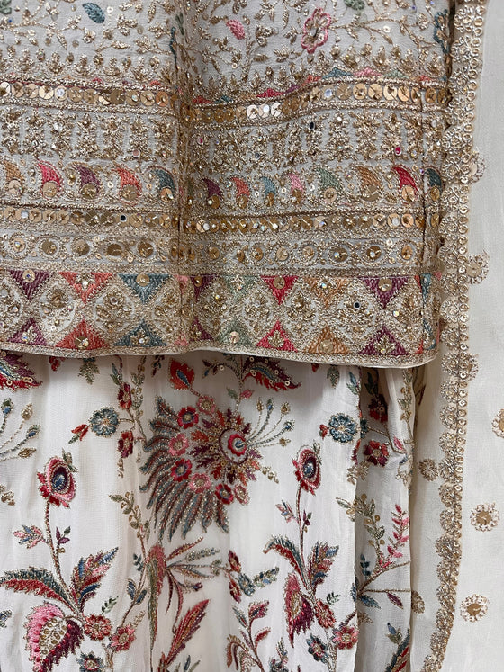 Jamani Anarkali with Sharara Ivory