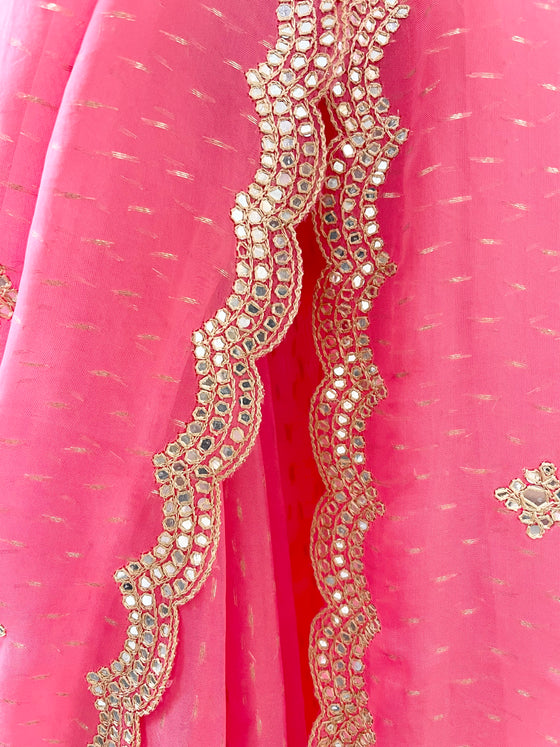 Daisy Organza Sari Pink