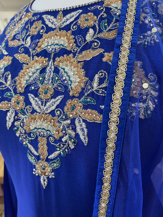 Blue Embroidered Lengha