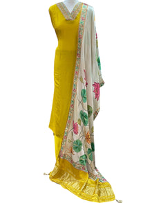  Unstitched Silk Suit Yellow