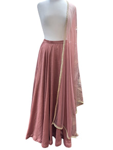  Silk Skirt with Net Dupatta Copper