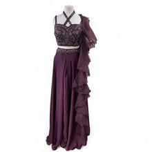  Satin Sharara Outfit Plum
