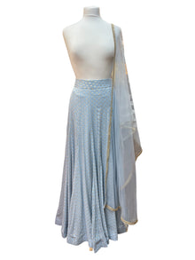  Banarsi Georgette Skirt with Net Dupatta Blue