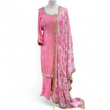  Silk Trouser Suit with Printed Dupatta Pink