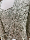 Embroidered Sharara Suit with a Shrug Sage Green