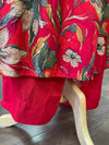 Floral Printed Trouser Suit Red