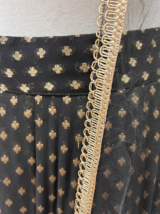 Banarsi Georgette Skirt with Dupatta Black