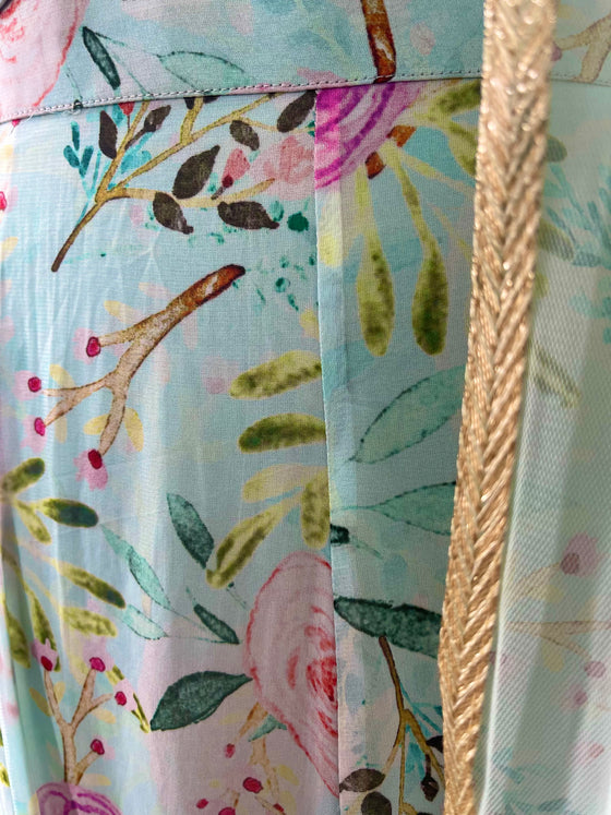 Masuri Printed Chiffon Lengha Blue