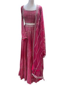  Sequin Embroidered Lengha Raspberry Pink