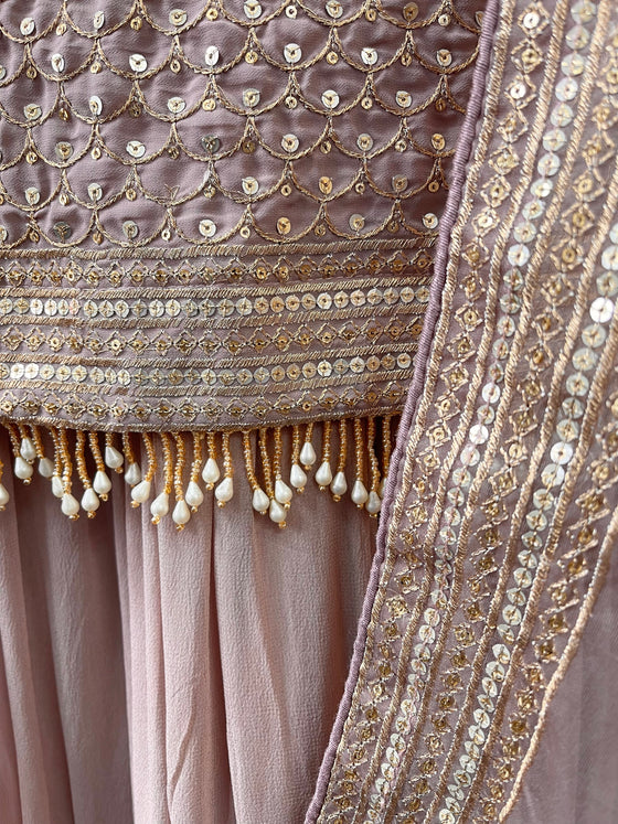 Sequin Gharara Suit Nude