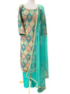 Brocade Silk Pajami Suit Teal